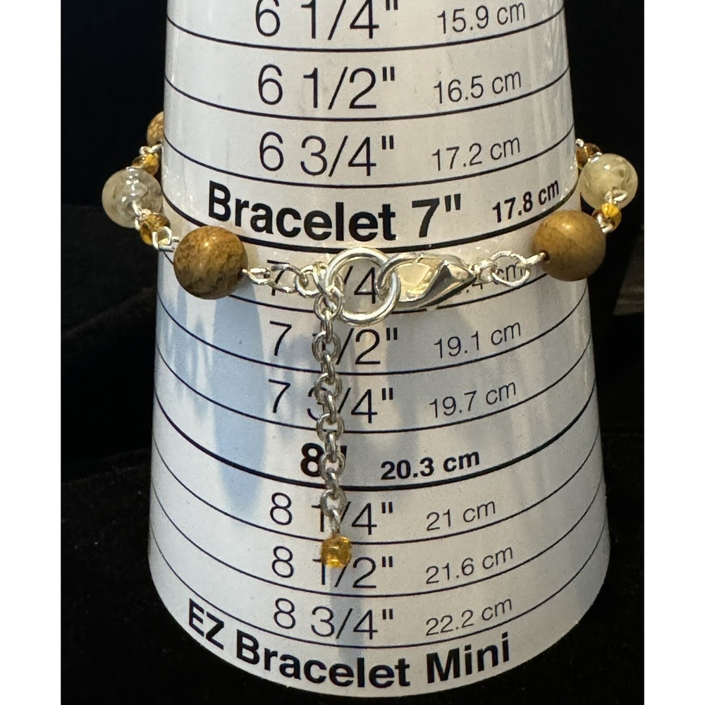 Fidelias Studio Bracelet & Earring Set Silver Tone Citrine Jasper Look Beach - Picture 7 of 8